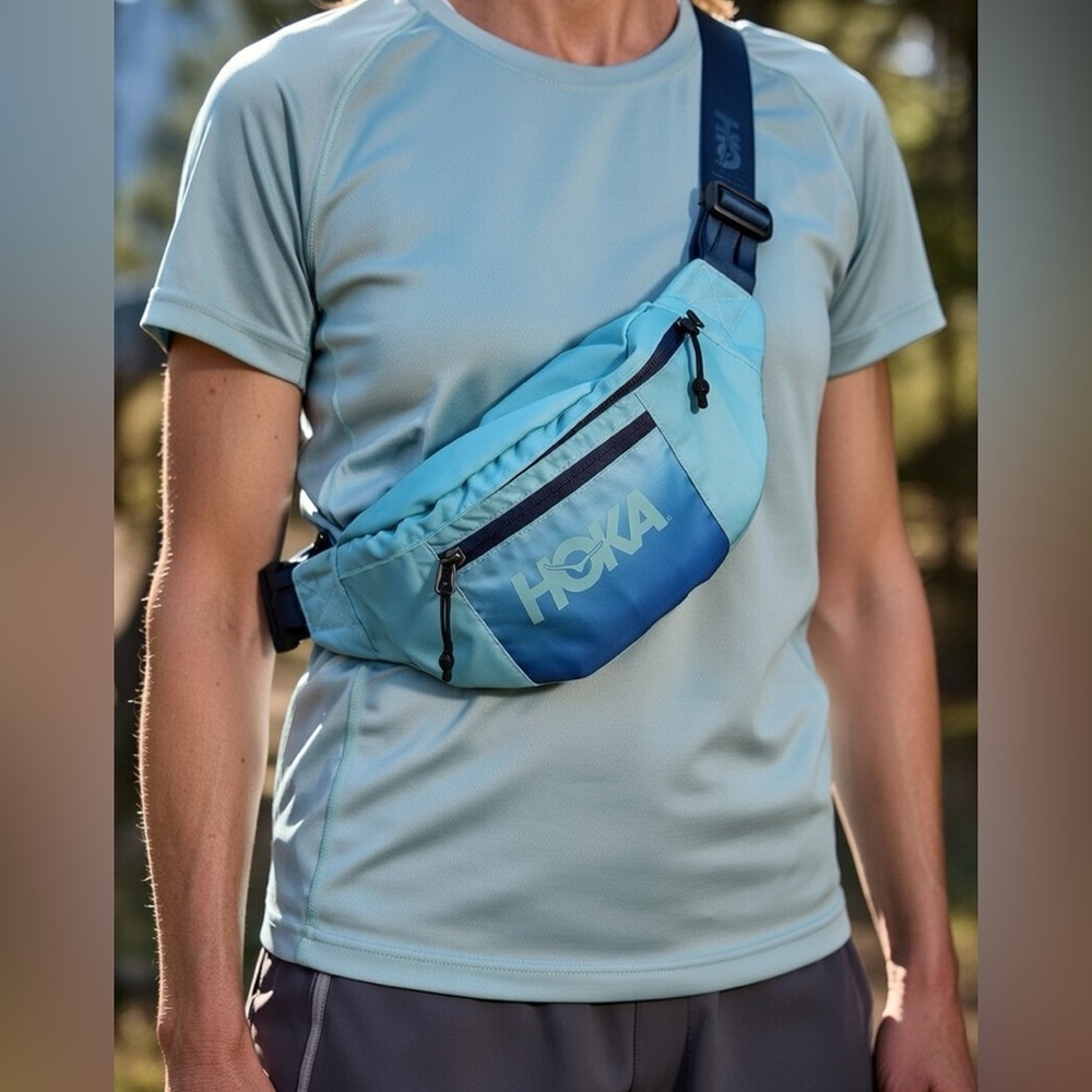 Hoka Aqua and Navy Crossbody Fanny Pack